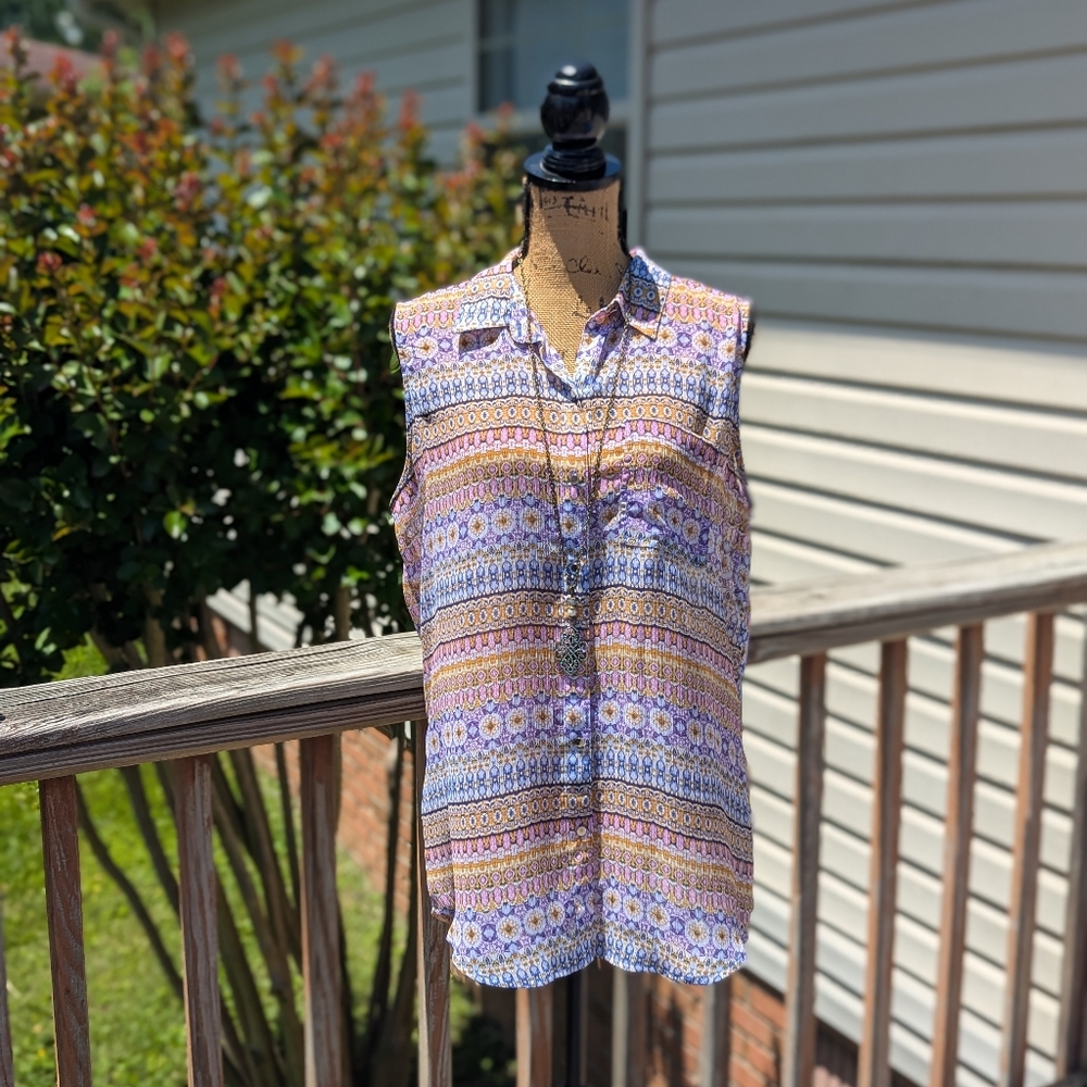 Liz Claiborne Multicolor Sleeveless Blouse